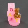Bear Sitting On Pink Baby Blocks - Baby Shower Candle Favor