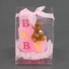 Bear Sitting On Pink Baby Blocks - Baby Shower Candle Favor