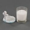 Silver Cross Shaped Poly Resin Candle Holder - Glass Votive Holder