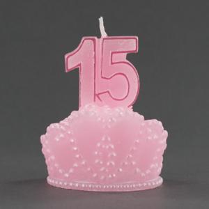Quinceanera Pink Tiara Candle