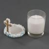 Gold Cross Shaped Poly Resin Candle Holder - Glass Votive Holder