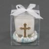 Gold Cross Shaped Poly Resin Candle Holder - Glass Votive Holder