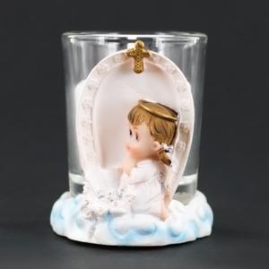 Praying Angel Girl On Clouds Candle Holder- Baptism Party Favor