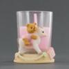 Pink Ceramic Teddy Bear Holder On Rocking Horse - Baby Shower Favor