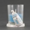 Decorated Blue Baby Bottle Candle Holder - Baby Shower Party Favor