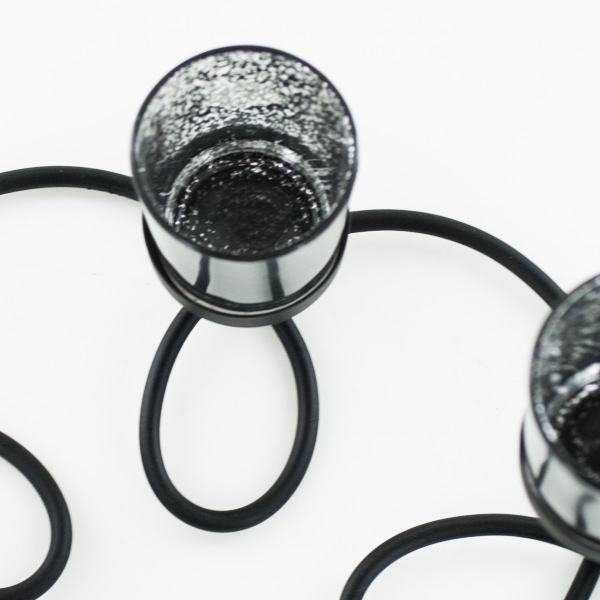 Metal Flower Shaped Candle Holder - Six Unique Glitter Silver Glass