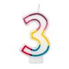 Colorful Birthday Candle - Number 3 - Rainbow Border Cake Toppers