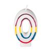 Colorful Birthday Candle - Number 0 - Rainbow Border Cake Toppers