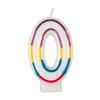 Colorful Birthday Candle - Number 0 - Rainbow Border Cake Toppers