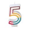 Colorful Birthday Candle -Number 5- Rainbow Border Number Cake Toppers