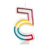 Colorful Birthday Candle -Number 5- Rainbow Border Number Cake Toppers