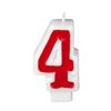 Birthday Candle - Number 4 - Red Border Cake Toppers