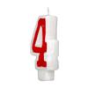 Birthday Candle - Number 4 - Red Border Cake Toppers
