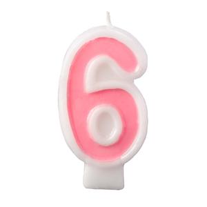 Birthday Candle - Number 6 - Pink Number Cake Toppers