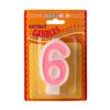 Birthday Candle - Number 6 - Pink Number Cake Toppers
