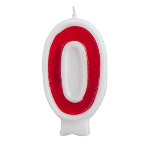 Birthday Candle - Number 0 - Red Number Cake Toppers