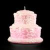 Two Tier Pink Wedding Cake Candle - Decorated Two Levels