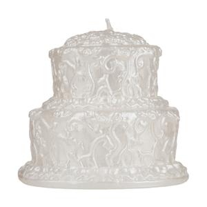 Two Tier White Wedding Cake Candle - Decorated Two Levels