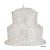 Two Tier White Wedding Cake Candle - Decorated Two Levels