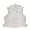 Two Tier White Wedding Cake Candle - Decorated Two Levels