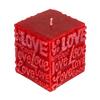 Bordeaux Square Pillar Candle - Glitter Stand Out Love Words