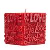 Bordeaux Square Pillar Candle - Glitter Stand Out Love Words