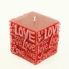 Red Square Pillar Candle - Glitter Stand Out Love Words
