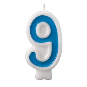 Birthday Candle - Number 9 - Blue Number Cake Toppers