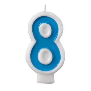 Birthday Candle - Number 8 - Blue Number Cake Toppers