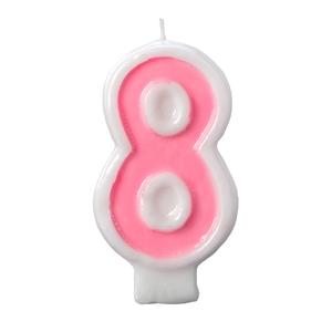 Birthday Candle - Number 8 - Pink Number Cake Toppers