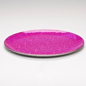 11 Inch Fuschia Hot Pink Round Glass Holder