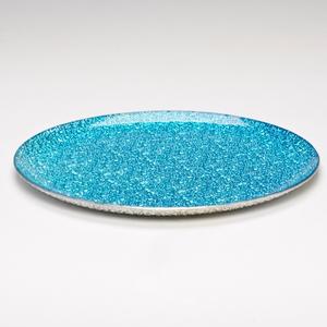 11 Inch Turquoise Round Glass Holder