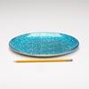 9 Inch Turquoise Round Glass Holder
