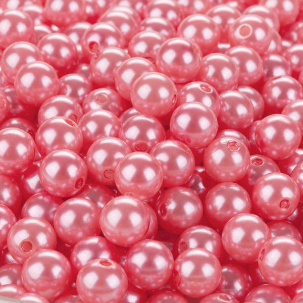 Watermelon Red Faux Pearls - 12 mm Fake Pearls