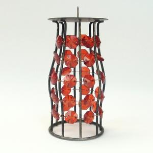 Bejeweled Cylinder Steel Candle Holders With Beads