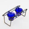 Dual Marble Abacus Beams With Twin Tealight Cups Candle Holder In Blue