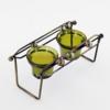 Twin Tealight Cups Candle Holder Green - Dual Marble Abacus Beams