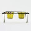 Twin Tealight Cups Candle Holder Green - Dual Marble Abacus Beams