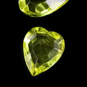 Yellow Acrylic Faceted Hearts Decorative Gems