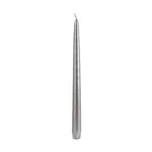 12 Inch Metallic Silver Taper Candle