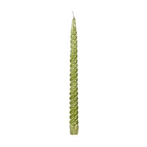 12 Inch Metallic Fresh Green Twist Swirl Taper Candle