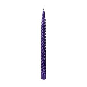12 Inch Metallic Purple Twist Swirl Taper Candle
