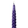 12 Inch Metallic Purple Twist Swirl Taper Candle