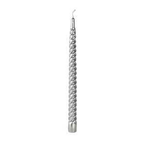 12 Inch Metallic Silver Twist Swirl Taper Candle