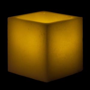 4x4x4 LED Flameless Square Pillar Candle Ivory