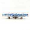 Chrome Pillar Candle Holder with Blue Glass Beads