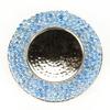 Chrome Pillar Candle Holder with Blue Glass Beads