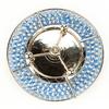 Chrome Pillar Candle Holder with Blue Glass Beads
