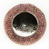 Chrome Pillar Candle Holder with Purple Glass Beads
