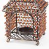 Amber Beaded House Lantern Tea Light and Votive